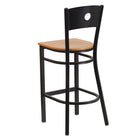 Flash Furniture HERCULES Series Black Circle Back Metal Restaurant Barstool with Natural Wood Seat - Black-Natural Finished Wood Seat