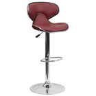 Flash Furniture Contemporary Cozy Mid-Back Burgundy Vinyl Adjustable Height Barstool with Chrome Base-Mid-Back Design