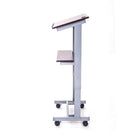 Luxor (LX-ADJ-DW) Rolling Adjustable Height Podium, 40lbs, Dark Walnut with Grey-Powder coated heavy duty steel frame and wood laminate shelves