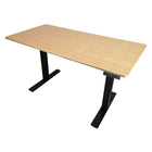 Uncaged Ergonomics 48" RISE-UP Electric Height Adjustable Desk - Natural Bamboo/Black-Tabletop is solid bamboo, natural in colour, with a black steel frame