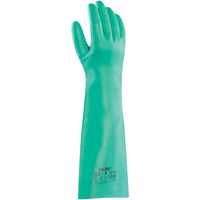 Ansell SAY004 Chemical Resistant Gloves, Nitrile, 22 Mils, 18"L, Green, Size 11, 12 Pack-Length: 18"