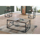 Monarch Specialties 7950P Table Set - 3Pcs Set/Dark Taupe/Black Metal-Black metal X design frame is sturdy and adds a contemporary touch to your living room, family room or basement den