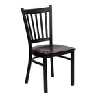 Flash Furniture HERCULES Series Black Vertical Back Metal Restaurant Chair - Mahogany Wood Seat-500 lb. Weight Capacity