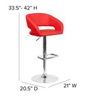 Flash Furniture Contemporary Red Vinyl Adjustable Height Barstool with Chrome Base (CH-122070-RED-GG)-Footrest