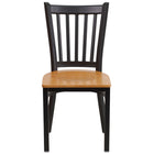 Flash Furniture HERCULES Series Black Vertical Back Metal Restaurant Chair - Natural Wood Seat-Metal Chair