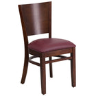 Flash Furniture Lacey Series Solid Back Walnut Wood Restaurant Chair - Burgundy Vinyl Seat-800 lb. Weight Capacity