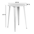 30'' Round White Metal Indoor-Outdoor Bar Height Table (CH-51090-40-WH-GG)-30"W x 30"D x 41"H