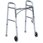 Innovative Safety Dynarex Adult Folding Walker with 5" Wheels-These walkers are constructed with a sturdy 1-inch aluminium diameter structure, inclusive of 5-inch front wheels