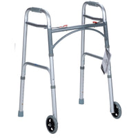 Innovative Safety Dynarex Adult Folding Walker with 5" Wheels-These walkers are constructed with a sturdy 1-inch aluminium diameter structure, inclusive of 5-inch front wheels