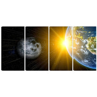 Designart Sun Moon and Earth 4-Panel Our Worlds Abstract Canvas Art Print, (PT3088-271)-Print
