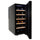 Koolatron Deluxe 12 Bottle Wine Cooler, Beech Wood Racks, 1 cu. ft. (28L), Freestanding - Black-Removable beechwood shelves accommodate different bottle shapes and sizes