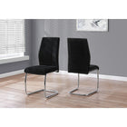 Monarch Specialties 1067 Dining Chair - Black Velvet/Chrome - 2 Pack-Supported by a solid U-shaped chrome metal base, these kitchen chairs are upholstered in a black velvet look fabric with two vertical rows of stitching for added elegance 