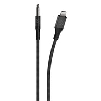 Scosche 3.5mm AUX to Lightning Braided Audio Cable - 4 ft - Space Grey-Cable includes a Lightning connector and a 3.5mm AUX connector to connect phones and tablets to your home or vehicle AUX input port