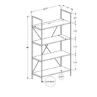 Monarch Specialties 7800 48"H Bookcase - Dark Taupe/Black Metal-Assembly required: Illustrated instructions and all hardware are provided for convenience (additional tools may be needed)