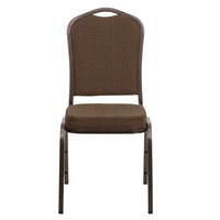 Flash Furniture HERCULES Series Crown Back Stacking Banquet Chair in Brown Patterned Fabric - Copper Vein Frame-Multipurpose Banquet Chair
