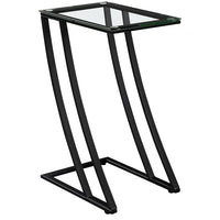 Monarch Specialties 3089 Accent Table - Black Metal With Tempered Glass-Sturdy metal frame with a unique z-shaped base