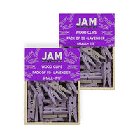 JAM Paper Wood Clothing Pin Clips, Small, 7/8, Lavender Purple, 2 Packs of 50, 100 Total (2230719107a)-Lavender-coated Wood