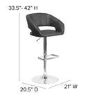 Flash Furniture Contemporary Black Vinyl Adjustable Height Barstool with Rounded Mid-Back & Chrome Base-Footrest