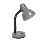 Simple Designs 60 Watt Type A 19 Medium Base Bulb Basic Metal Desk Lamp with Flexible Hose Neck - Grey-Desk Lamp