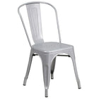 24'' Round Silver Metal Indoor-Outdoor Table Set with 2 Cafe Chairs [CH-51080TH-2-18CAFE-SIL-GG]-4