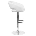 Flash Furniture Contemporary Vinyl Adjustable Height Barstool with Rounded Mid-Back & Chrome Base - White-White Vinyl Upholstery