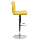 Flash Furniture Contemporary Yellow Quilted Vinyl Adjustable Height Barstool with Chrome Base-Yellow Vinyl Upholstery