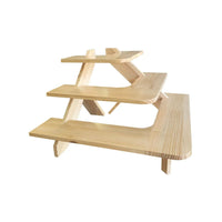 Eddie's Wooden 3 Step Corner Product Riser - 23-5/8" W x 23-5/8" D x 15-1/2" H - Pine-Wooden