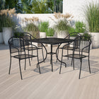 Flash Furniture 35.5" Square Curved Back Black Patio Table Set, 4 Chairs (CO35SQ03CHR4BK)-Designed for Indoor and Outdoor Use