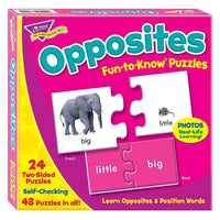 TREND enterprises Inc. Opposites Fun-to-Know Puzzles - 48 Pieces-Set of thick, two-piece tagboard puzzles for use in learning basic English-language skills