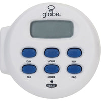 Globe 24 HR Indoor Digital Timer-Heavy-duty indoor digital timer grounded outlet with 7 days programmable timer