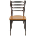 Flash Furniture HERCULES Series Clear Coated Ladder Back Metal Restaurant Chair - Natural Wood Seat-Natural Finished Wood Seat