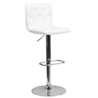 Flash Furniture Contemporary Button Tufted Vinyl Adjustable Height Barstool with Chrome Base - White-Mid-Back Design
