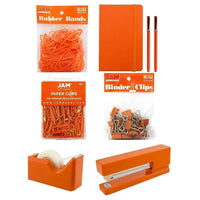 JAM Paper Complete Desk Kit, Orange (338756Cor)-Includes notebook, pens, binder clips, staples, paper clips, rubber bands, tape dispenser, and a stapler