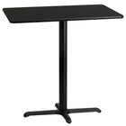 Flash Furniture 24'' x 42'' Rectangular Laminate Table Top, Black with 22'' x 30'' Bar-Height Table Base (XUBK2442T2230B)-Bar Height Hospitality Table
