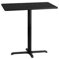 Flash Furniture 24'' x 42'' Rectangular Laminate Table Top, Black with 22'' x 30'' Bar-Height Table Base (XUBK2442T2230B)-Bar Height Hospitality Table