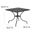 Flash Furniture 35.5" Square Black Indoor-Outdoor Steel Patio Table-Base Size: 27"W