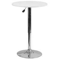Flash Furniture 23.75" Round Adjustable Height White Wood Table-Cocktail Table