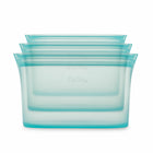 Zip Top Reusable Platinum Silicone Containers - 3 Dish Set - Teal-Top & Bottom Shelf Dishwasher Safe