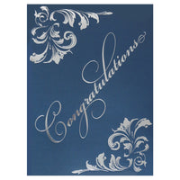 St. James Silver Foil Deco Linen Certificate Holder with Gift Card Holder - Navy Blue - 5 Pack-Elegant silver foil design