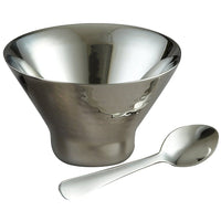 Elegance Stainless Steel, Double Wall, Hammered Aster Bowl with Spoon-Set Includes: 1 Piece