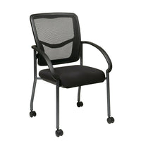 Prp-Line ProGrid Back Visitors Chair with Casters, Black-Breathable ProGrid Back with Built-in Lumber Support