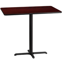 Flash Furniture 30'' x 48'' Rectangular Laminate Table Top, Mahogany with 22'' x 30'' Bar-Height Table Base (XUMA3048T2230B)-Bar Height Hospitality Table