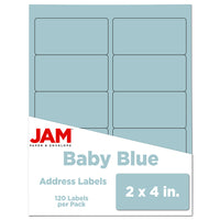 JAM Paper Laser/Inkjet Address Labels - 2" x 4" - Baby Blue - 12 Pack-English only packaging
