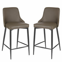 Plata Decor Island Stools with Black Metal Legs - Taupe - 2 Pack-Counter stool