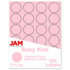 JAM Paper Circle Round Label Sticker Seals - 1-2/3" Diameter - Baby Pink - 120 Pack -English only packaging
