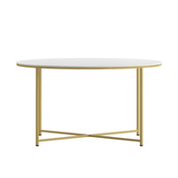 Flash Furniture Hampstead Collection Coffee Table with Matte Gold Frame - White-Contemporary Style