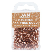 JAM Paper Push Pins, Rose Gold Pushpins, 2 Packs of 100, 200 Total (22432063a)-Rose Gold Plastic with Metal Point