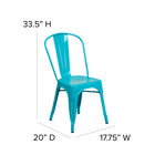Flash Furniture Commercial Grade Crystal Teal-Blue Metal Indoor-Outdoor Stackable Chair-Floor Protector Rubber Glides