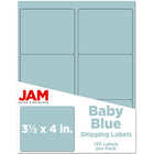 JAM Paper Laser/Inkjet Address Label - 3-1/3" x 4" - Baby Blue - 120 Pack-English only packaging