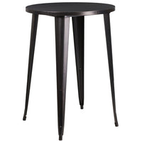30'' Round Black-Antique Gold Metal Indoor-Outdoor Bar Height Table (CH-51090-40-BQ-GG)-Metal Cafe Table